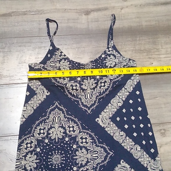 TOMMY HILFIGER  blue & cream maxi-dress with adjustable spaghetti straps - Picture 4 of 8